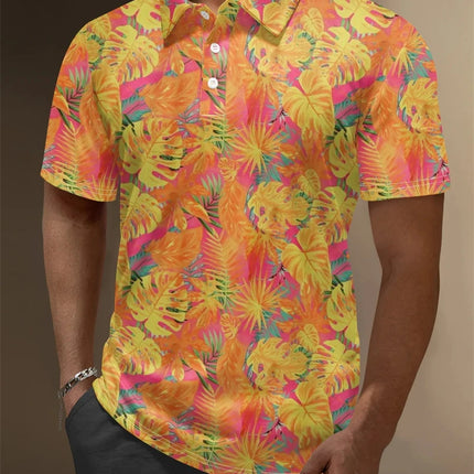 Summer New Mens Polo Shirts 3d Full Print Flower Graphic T Shirts For Men Fashion Casual Oversized Lapel Button Up Polo Shirt
