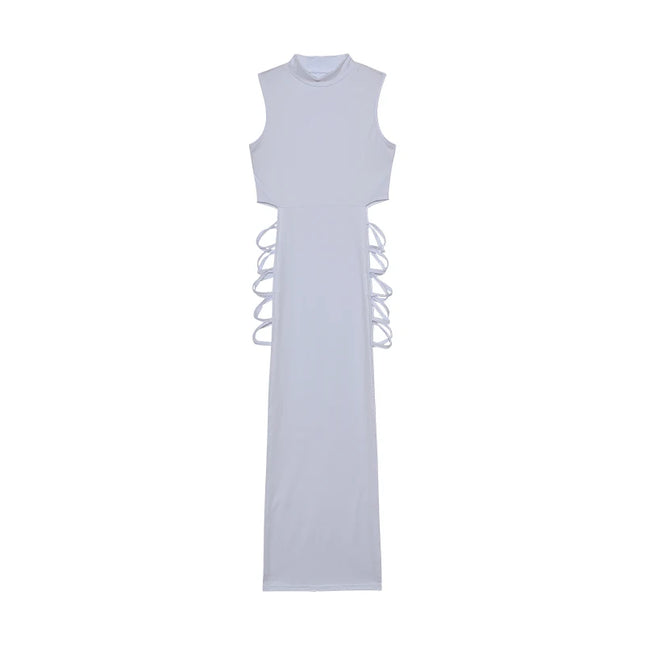 Criss Cross Cut Out Dress, Sexy Bodycon Mock Neck Sleeveless Dress, Women's Clothing - product image 2