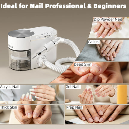 2 in 1 Nail Drill and Dust Collector 240W Brushless Professional Integrated Vacuum Machine for Salon Use Complete Kit