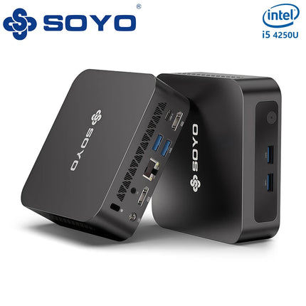 SOYO Mini PC Y5 Intel Core I3 4030U 8GB RAM 128GB ROM Windows 10 Pro WiFi BT4.2 Desktop Computer 22NM Office Desktop Computer Dual HDMI 4K Display VESA Mount