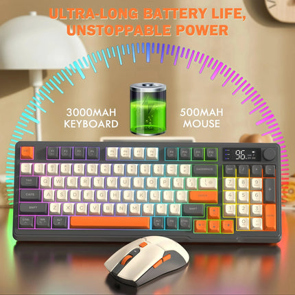 Freewolf T96 Gaming Wireless Keyboard And Mouse Supports Dual-mode Bluetooth Connectivity Compatible With Pc And - product im