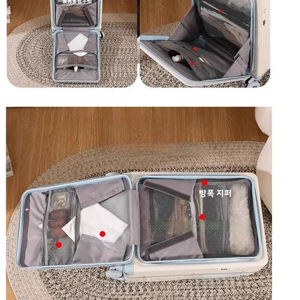 BunnyFly Children 20 Inch Carry-On Can Sit Lazy Luggage Travel Suitcase Girl Rolling Stroller Boarding Box Trolley Luggage