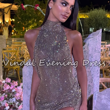 Vindal Sexy Sleeveless Backless Long Evening Dress High Slit Women's Celebrity Party Club Black Girl's Birthday Dress Customized