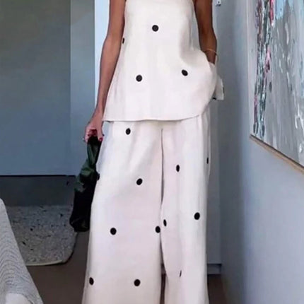 Polka Dot Skirt 2 Piece Set Women Casual High Collar Tie Full Sleeves Elastic High Waist Long Skirt Suit Lady Daily Outfit New