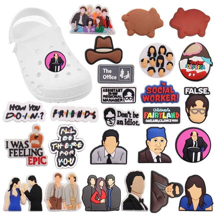 Single Sale 1pcs PVC Social Woker Epic Man Don't Be An Idiot Assistant Friends False Office Shoe Charms Accessories Decorations 