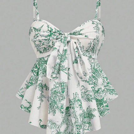 Women's Texture Print Close-Fitting Halter Top Elegant for Vacation Commuting And Daily Wear Single Piece