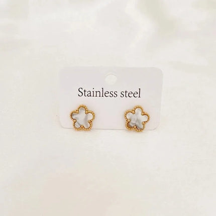 1pc Luxury Five Leaf Flower Pendant Necklace Jewelry Earrings for Women, Fashion Stainless Steel Clover Bracelets Gift