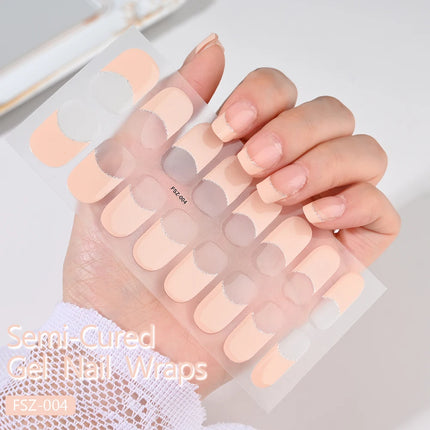 Semi Cured Wraps Fast Gel Nail Sticker Soild Nail Gel Wraps Adhesive Full Cover Gel Nail Decal UV Lamp Cured Manicure Decoration