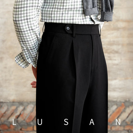 Italian Casual Wide-leg Trousers British High Waist Loose Straight-leg Trousers Gentleman's Non-ironing Long Pants Trendy Men