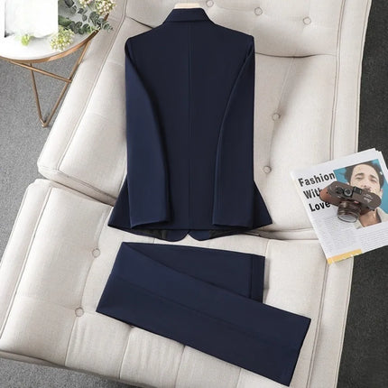 Women Suit Set Spring Summer Office Blazer Skirt Formal Workwear Hotel Receptionist Outfit