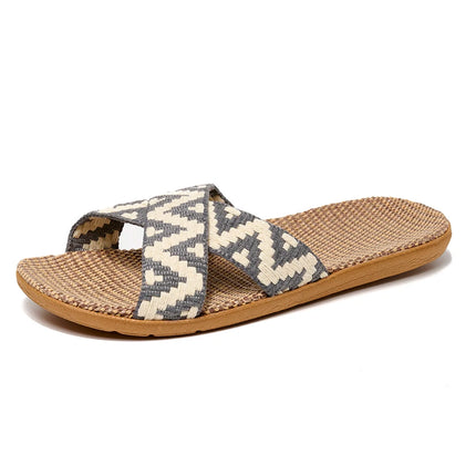 Men Slippers Lightweight Indoor Linen Slippers Antislip Home Shoes Summer Flat Sandals Casual Slippers Bedroom Slippers