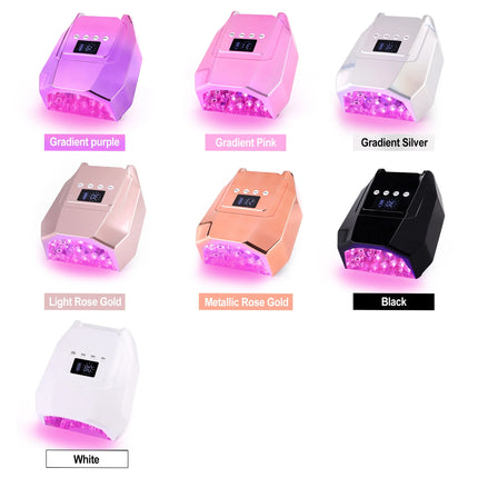 Popular Rose Gold Nail Product High Quality Professional 98W Nail Lamp UV LED with Battery Metal Base Gel Light for Salon Use