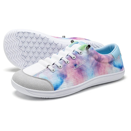 Multicolor HOBIBEAR sneakers showing the uppers and patterned soles