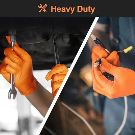 Heavy Duty Disposable Nitrile Gloves 8Mil Extra Thick Mechanic Glove with Textured Grip Antislip Safety Work Gloves