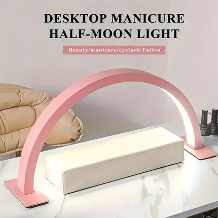U-shaped Half-moon White Pink Beauty Salon Desk Lamp,USB Hight Brightness with LED Eye Protection Stand Fill Light Lamp Salon