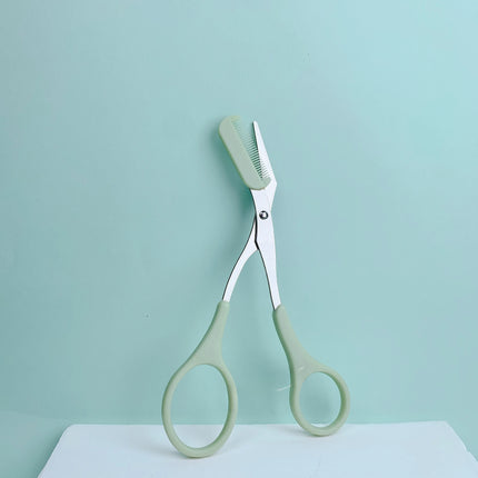 Pink Eyebrow Trimming Scissors With Built-in Comb - Stainless Steel, Precise Grooming Tool, Creating Perfect - product image