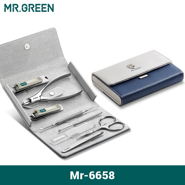 MR.GREEN 8pcs Manicure Set Personal Care Tool Kit for Nail Care Home Salon Professional Cuticle Nippers Scissors Clippers