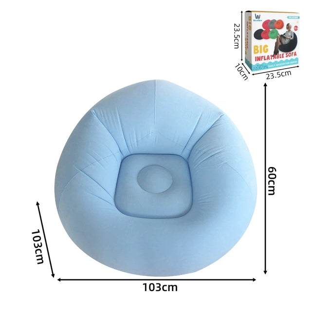 Lazy Inflatable Sofa Portable Foldable Pvc Flocking Single-Person Inflatable Sofa Lounger Seat for Outdoor Camping