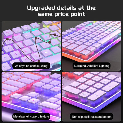 MageGee Gaming Keyboard and Mouse 104 Keys RGB 6 Speed Mouse Combo Pudding Keycaps Silent Computer Keyboard PC - product imag