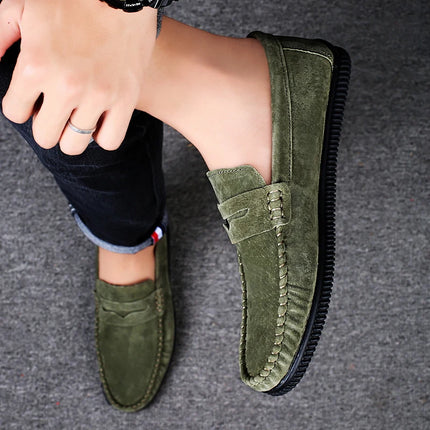2025 Penny Loafer Men Army Green Loafers Flats Male Casual Shoes Slip-On Leather Mens Driving Shoes Luxury Man Moccasins 2024