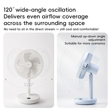 BLDC Oscillating Desktop Fan 4000mAh 5 Wind Speeds Silent Portable Rechargeable Fan with Timing Function for Home Room Gift