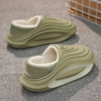 Winter Thickened Non-slip Waterproof Warm Lined Cotton Slippers EVA Material Indoor Bathroom Parent-child Couple Home Slippers