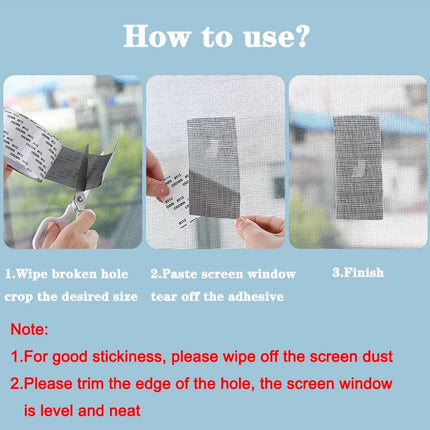 Mosquito Net Windows Anti-Mosquito Mesh Easy-to-Apply Waterproof Window Screen Repair Tape Self-Adhesive Mesh Patch