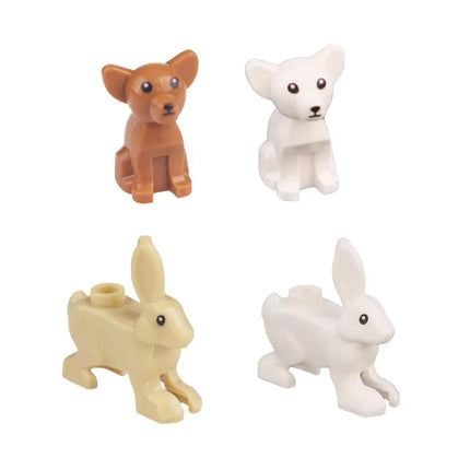 MOC Animal Scene Building Blocks Cats Dogs Sheep Pigs Chickens Eagle Parrots Dolphin Zoo Fram Accessories DIY Toys Bricks T14