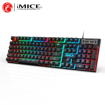 RGB Backlit Wired Ergonomic Design Keyboard Set Waterproof Luminous Gaming Keyboard And Mouse Combo PC Accessories - product