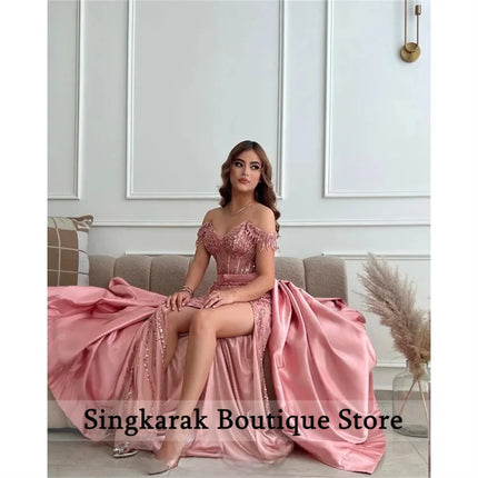 Champagne Beading Evening Dress 2026 Crystals Beading Prom Party Wedding Party Gowns With Detachable Train Vestidos Customized