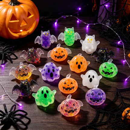 Spooky Halloween Squishy Bead Squeeze Ball Pumpkin Ghost Bat Shape Stress Relieving  Decompression Ornament Holiday Party Favor