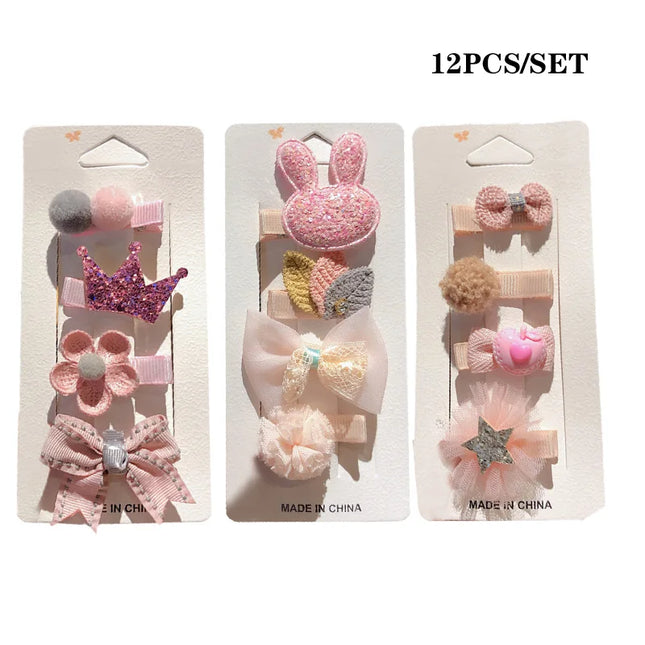 12tlg. Set Tiara Blumen Tier Baby-Haarnadeln Süße Prinzessin Mädchen Haarklemmen Kinder Haarschmuck