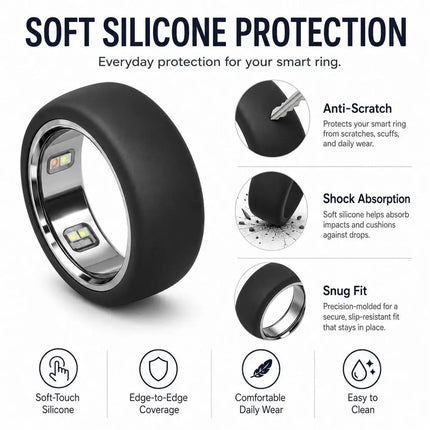 Ultra-Thin Ring Cover for Oura Ring 5, Anti-Scratch Silicone Smart Protector Elastic Ring Finger Case Work Out Gym for Women Men