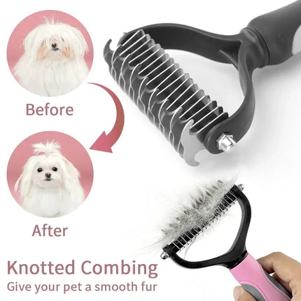 Cat Hair Removal Comb Dog Hair Removal Brush Stainless Steel Double Sided Pet Grooming Brush Removing Tangles Cat - product i