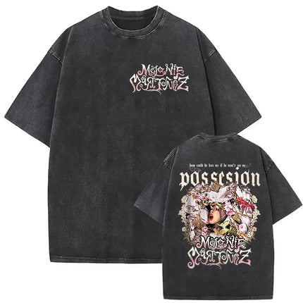 Washed Oversized T-shirt Melanie Martinez Heads Album Men Women Short Sleeve Harajuku Fashion Short Sleeve T-shirt Streetwear