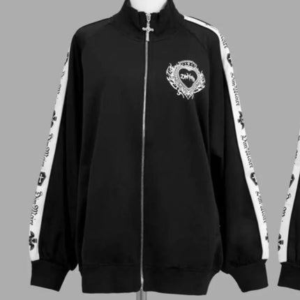 Autumn Winter American Vintage Print Hooded Sweatshirt Women Y2K Gothic Hot Girl Jacket Streewear Subculture Retro Tops New