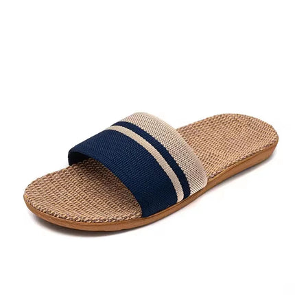 Summer Linen Slippers Non-Slip Breathable Shoes Universal Open-Toe Home Sandals For All Seasons