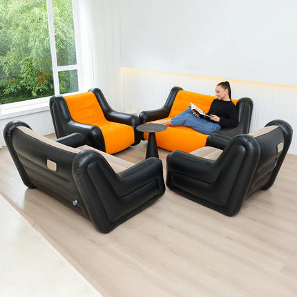 1PC Inflatable Lounge Chair for Adults Lazy Flocking Recliner, Air Couch Sofa for Indoor, Outdoor, Travel & Camping