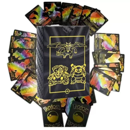 55Pcs Pokemon Cards Gold Foil Golden Letters English Version Rainbow Vmax EX GX Black Silver Card Pikachu Batt Series Gifts