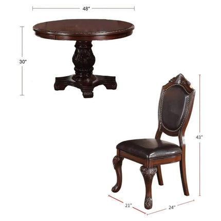 5pc Dining Set with 1 Classic Dining Table & 4x Side Chairs,Round Table, Chair