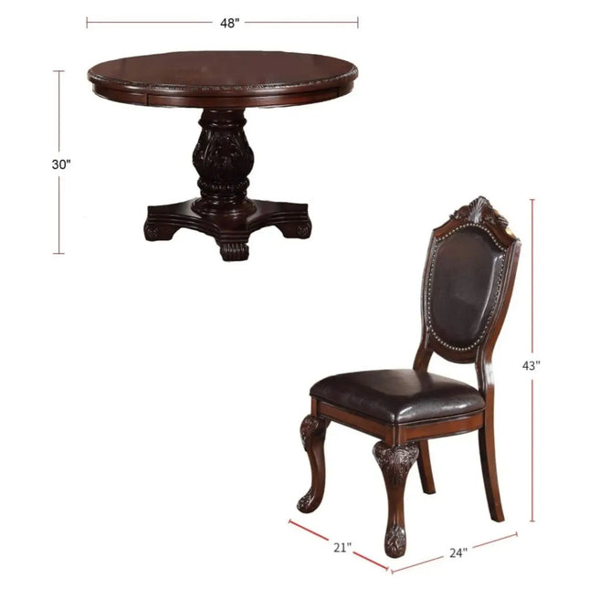5pc Dining Set with 1 Classic Dining Table & 4x Side Chairs, Round Table, Chair - product image 7