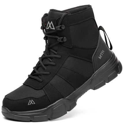 Water Repellent Leather Safety Boots for Men, Lightweight Steel Toe Anti-Smash Anti-Puncture Durable Industrial Outdoor Work Boo