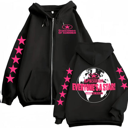 2026 5 Seconds of Summer Everyone's A Star World Tour Zip Up Hoodies Men Women Harajuku Hip Hop Gothic Jacket Sweatshirt Hoodie