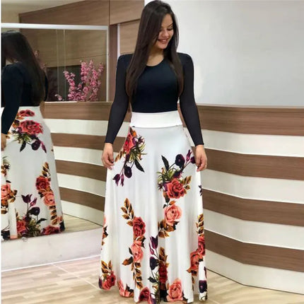 Dress Women Summer bohemain digital printing color matching round neck short sleeve hot style Dresses Casual Vestidos YRW6881