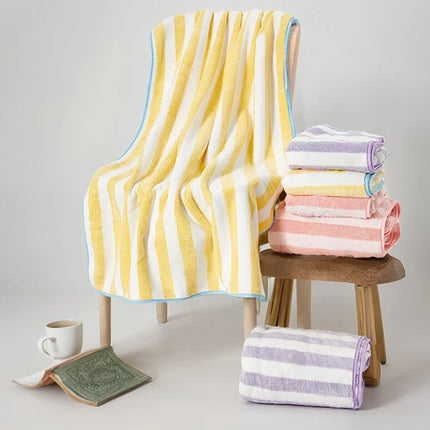 Striped Thick Absorbent Bath Towel Super Soft Coral Fleece Shower Towels Quick-drying Bathroom Towel for Adults Spa Swim
