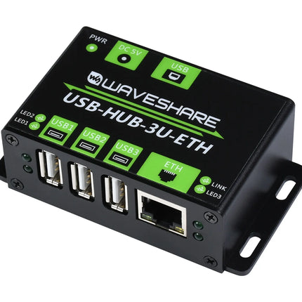 Waveshare Industrial Grade Multifunctional USB HUB Extending 3x USB Ports + 100M Ethernet Port Stable And Smooth