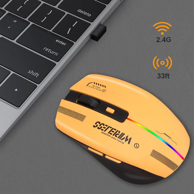 LT-T19 Ergonomic Rechargeable Gaming Mouse USB 2.4G Wireless RGB Light Desktop PC Computers Notebook Laptop Mice - product im