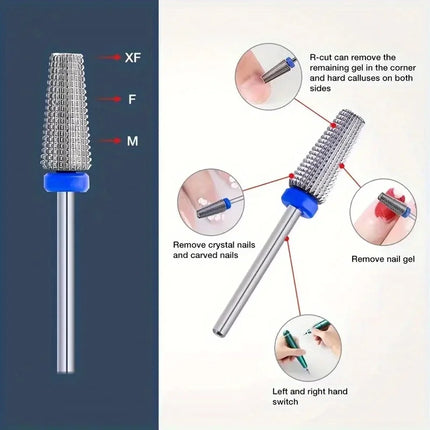 1/5Pcs 5 in 1 Ceramic Nail Drill Bit For Electric Drill Machine 3/32" Shank Milling Cutter Fast remove Acrylic or Hard Gel