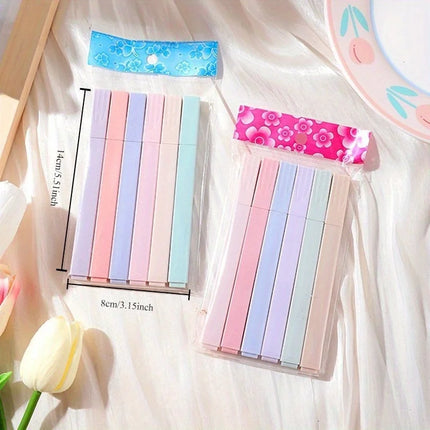 6pcs/set Pastel Color Highlighter Kawaii Stationery Color Marker School Supplies Student Marker Highlighter Japanese Stationery