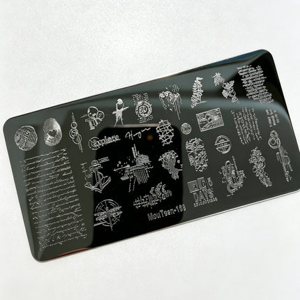 MouTeen263 Nail Stamping Plate Cursive English Word & Phrase Design Nail Art Template Romantic Letter Manicure Printing Tool